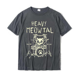 Heavy Meowtal Cat Metal Music Gift Idea Funny Pet Owner T-Shirt Latest Printed Tops Shirt Cotton Boys Geek Mart Lion Dark Grey XS 