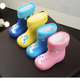  Kids Rain Boots For Girls Rubber Boys Baby Girls PVC Warm Children Waterproof Shoes Modis Cartoon Unicorn Removable Mart Lion - Mart Lion