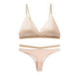 1set Women Lingerie Sets Bra Brief Bikini Bralette Active Seamless Bras Panties Underwear Mart Lion nude l S