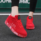 Printed Autumn Shoes Women High top Board Sneakers Fabric Skate Trainers Men's Red Sport Unisex Mart Lion   