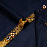 Autumn Men's Shirt Long Sleeve Cotton Paisley Button-down Collar Casual Black Shirt Mart Lion   