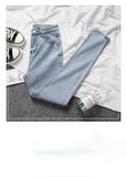 Vintag Women High-rise Jeans Simple Solid Color Slim Mujer Pencil Pants All-match Skinny Elasticity Denim Trousers Mart Lion   