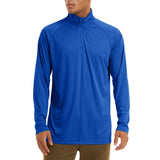 Men's Sun/Skin Protection Long Sleeve Shirts Anti-UV Outdoor Tops Golf Pullovers Summer Swimming Workout Zip Tee Mart Lion Bright Blue CN size L (US M) CN