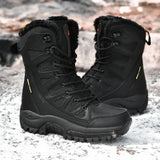 Warm Plush Snow Boots Men's Lace Up Casual High Top Waterproof Winter Anti-Slip Ankle Army Work Mart Lion   