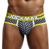 Gay Briefs Men's Underwear Panties Cueca Tanga Slip Homme Calzoncillo Kincker Bikini  Jockstrap Printed pattern Mart Lion JM315BLACK M(27-30 inches) 