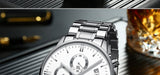 Men's Watch Stainless Steel Belt Waterproof Coated Glass Night Light Three Eyes 6 Pin Multi-function Quartz Mart Lion   