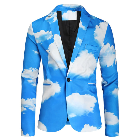 Men's Suit Jackets Sky Clouds 3D Printed Blasers Hombre Casual Wedding Dress Coat  Blazer Homme Mart Lion X145 M 