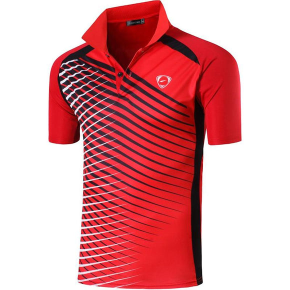 jeansian Men's Sport Tee Polo Shirts Golf Tennis Badminton Dry Fit Short Sleeve Red2 Mart Lion   