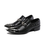 Summer Office men shoes Pointed Toe Genuine leather luxury rivet social Formal wear Youth dress Marry Mart Lion Black 36 
