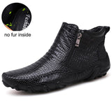 Winter Leather Men's Boots Winter Waterproof Ankle Boots Plush Warm Outdoor Working Snow Shoes Mart Lion 1812 no fur black 38 