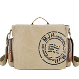 Men's Canvas Shoulder Bags Travel Crossbody Messenger Briefcase Handbag Tote Mart Lion Light Khaki  