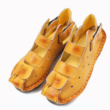 Summer Soft Bottom Flat Leather Shoes Casual Women Sandals Tunnel Vintage Handmade spring Mart Lion   