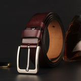 Real Cow Genuine Leather Belts for Men's Pin Buckle Waist Belt Strap Mart Lion Dark Brown 100cm(waist80-85cm 