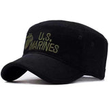 United States US Marines Corps Cap Hat Military Hats Camouflage Flat Top Hat Men's Cotton Navy Embroidered Camo Hat Mart Lion Black  