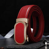 Classic Leather Belt Men's And Women Leather Automatic Buckle Belt Casual Trend Multi-Color Luxury Mart Lion Red China 80CM Europe65