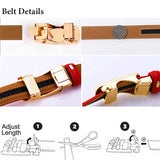 2022 Fashion Genuine Leather Belts for Women Soild Automatic Buckle Waist Belt for Jeans Pants Red White Pasek Damski Niebieski  MartLion