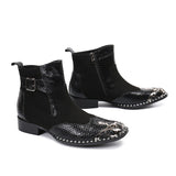 Summer Pointed Frenulum Mens shoes Dress Boots cow leather Mart Lion black 40 