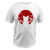 Dark Style Samurai Cat T shirt Ukiyoe Culture Design Digital Print 100% Cotton Tops Tee Mart Lion White EU Size S 