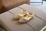 Summer Girls Shoes Bead Mary Janes Flats Fling Princess Baby Dance Kids Sandals Children Wedding Gold Mart Lion   