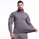 Men's Tactical Camouflage Sets Military Uniform Combat Shirt+Cargo Pants Suit Outdoor Breathable Sports Clothing Mart Lion Gray S 