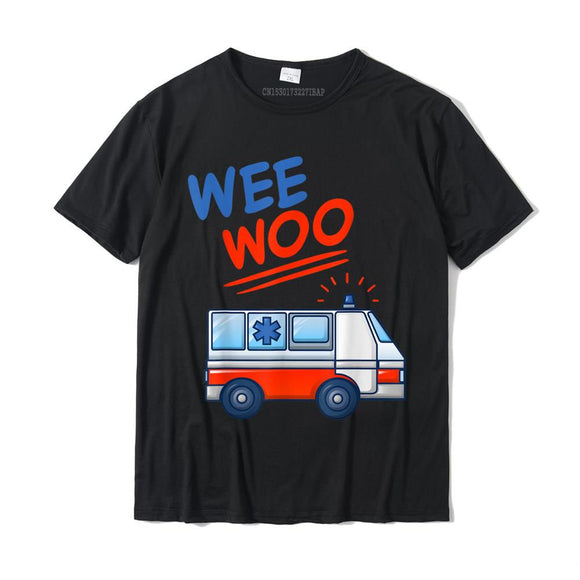 Wee Woo Ambulance AMR Funny EMS EMT Paramedic Gift T-Shirt Summer T Shirt for Male Cotton Tops & Tees Casual Fitted  MartLion