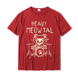 Heavy Meowtal Cat Metal Music Gift Idea Funny Pet Owner T-Shirt Latest Printed Tops Shirt Cotton Boys Geek Mart Lion Red XS 
