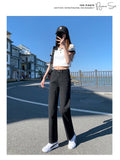 Clothes Mom Straight High Waist Jeans Women Classic Beige Black Korean Denim Pants Brand Pure Color Cowboy Trousers Mart Lion   
