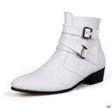 Men's Boots Winter Leather Short Boot British Style Shoes Flat Heel Work Boot Motorcycle Short Boots Casual Ankle Shoes wed4 Mart Lion White 6.5 