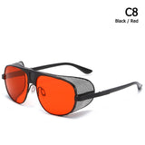 JackJad Cool Shield SteamPunk Style Side Shield Sunglasses Vinatge Brand Design Oculos De Sol 66337 Mart Lion C8 Black Red  