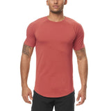 Men's Slim Fit Fitness T shirt Solid Color Gym Clothing Bodybuilding Tight T-shirt Quick Dry Sportswear Training Tee shirt Homme Mart Lion - Mart Lion