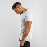 gym clothing fitness t shirt men's summer sports short sleeve t-shirt cotton bodybuilding muscle workout Mart Lion White M 