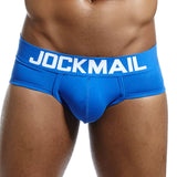 Men's Underwear Briefs Jockstrap Pouch Cuecas Cotton Stripe Panties Thongs Underpants Mart Lion JM303BLUE L(30-32inches) 