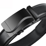 Men's Belts PU Leather Automatic Buckle Black PU + Leather Belts Width Mart Lion   