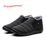 Men's Snow Boots Ankle Winter Unisex Couples Solid Color Plush Inside Anti Skid Bottom Warm Mart Lion   