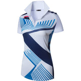 jeansian Style Women Casual Short Sleeve T-Shirt Print Polo Golf Polos Tennis Badminton White