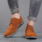 Suede Leather Men's Brogue Casual Shoes Lace Up Moccasins Shoes Vintage Classic Dress Mart Lion   