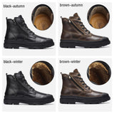 Natural Cow Leather Men Winter Boots Handmade Retro Genuine Leather Winter Shoes Mart Lion   