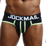 Men's Underwear Briefs Jockstrap Pouch Cuecas Cotton Stripe Panties Thongs Underpants Mart Lion JM308BLACK L(30-32inches) 