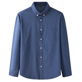 Men's Shirts Loose Casual Pocket Cotton Autumn Men's Long Sleeve Cotton Light Blue Elasticity Mart Lion Blue XL-185 