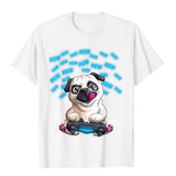 Pew Gamer Pug Funny Video Gaming Pugs Gift Special Men's Top T-Shirts Normcore Cotton Popular Mart Lion White XS 