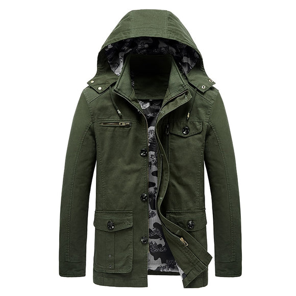 Autumn Military Blazer Jacket Mid-length Men's Casual Cotton Washed Coats Army Bomber Suit Jackets Cargo Trench Mart Lion - Mart Lion