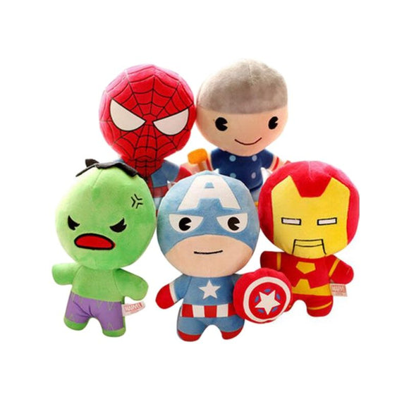  25pcs/lot Cute 4 inches Super Heroes Plush Toys Cartoon Mini Anime Spider Iron Man Keychain Gifts Mart Lion - Mart Lion