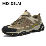 Men's Casual Shoes Genuine Leather Outdoor Shoes Breathable Mesh Sneakers Non-slip Hiking Shoes Mart Lion   