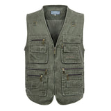 Summer Men's Casual Sleeveless Vest Multi Pocket Cotton Waistcoat Cargo Vest Military Sleeveless Jacket Coat Mart Lion Army Green Vest XL 