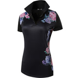 jeansian Style Women Casual Short Sleeve T-Shirt Print Polo Shirt Golf Polos Tennis Badminton Black Mart Lion   