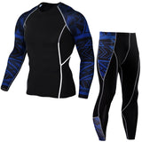 Men's Thermal underwear winter long johns 2 piece Sports suit Compression leggings Quick dry t-shirt long sleeve jogging set Mart Lion   