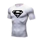 Summer Men's amp T-shirt Short Sleeve Bodybuilding T-shirt Compression shirt MMA Fitness Quick dry Casual Black round neck top Mart Lion White 1 L 