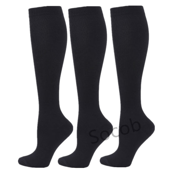 3/6/7 Pairs Compression Socks Men Women Running Sports Varicose Vein Edema Knee High 30 MmHg Leg Support Stretch Stocking Mart Lion 3 pairs-1 S-M 