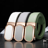  Classic Leather Belt Men's And Women Leather Automatic Buckle Belt Casual Trend Multi-Color Luxury Mart Lion - Mart Lion