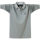 Men's Long Sleeve Polo Shirt Men's Casual Embroidery Cotton Homme Polo Shirt Men's Solid Leisure Polo Shirt Mart Lion Gray M 
